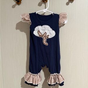 Navy Blue Kids cotton smocked